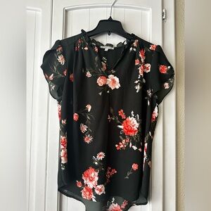 41 Hawthorn Floral Black Blouse
